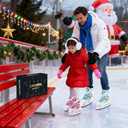 Adjustable Ice Skates for Kids Girls Boys, 4 Size Adjustable Beginner Ice Hockey Skates for Youths Teen, Warm Ice Skating Shoes with Electroplated Color-Changing Blades for Outdoor and Rink (Pink Red)