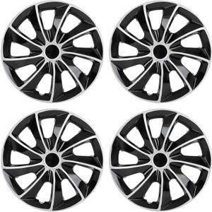 ECCPP OEM Replacement Full Lug Skin Durable-Modern & Stylish 4PC Set 15 Inch Hubcap Wheel Cover Auto Tire Replacement Exterior Cap-Snap On Hubcap (Gloss Black & Silver)