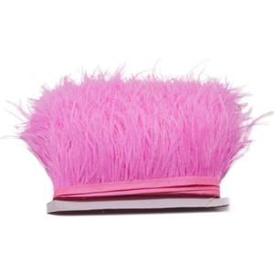 FQTANJU 2 Yards Soft & Natural Ostrich Feathers Fringe Trims Ribbon Used for Dress, Sewing, Craft Clothing, Lighting Decoration, Clothing DIY, etc. (Deep Pink)