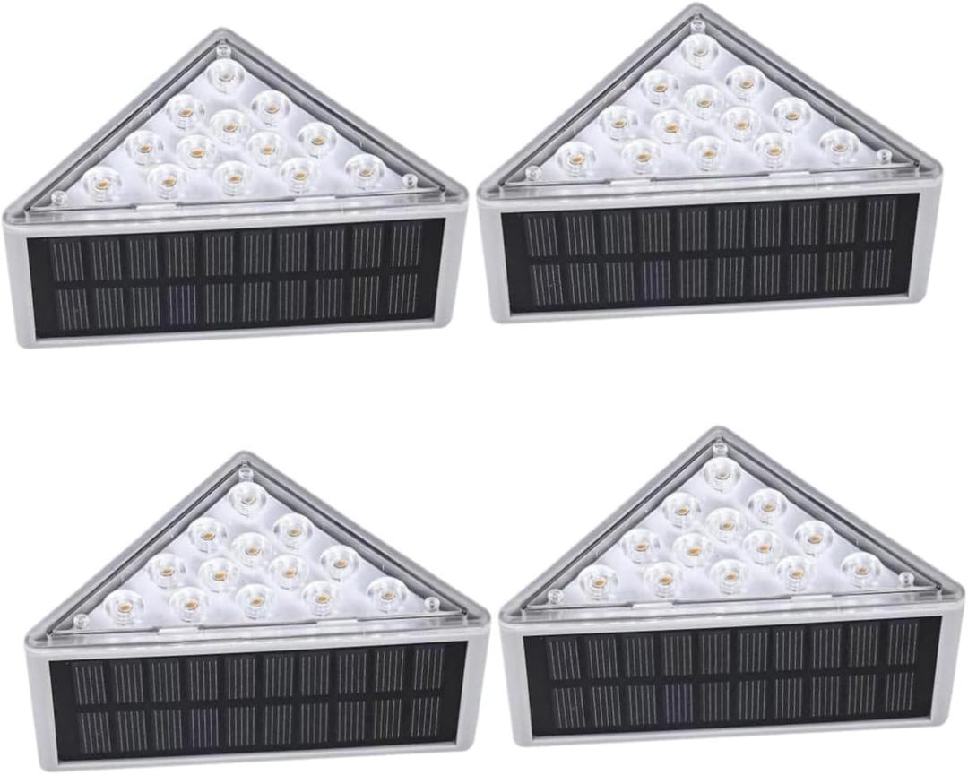 DOITOOL 4pcs Solar Outdoor Deck Lights Led Solar Step Light for Fences Steps and Pathways Design Energy-Saving Simple Installation Hours Illumination