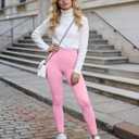 Blisset High Waist Leggings for Women - Opaque, Soft Tummy Control Athletic Pants for Yoga, Running, Workout and Gym (Pink, XL)