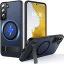 for Samsung Galaxy S22 Plus Case with MagSafe [Adjustable Kickstand] [Charge While Standing] [Military Shockproof] Translucent Matte Soft Silicone Bumper for S22 Plus Phone Case Slim, Black