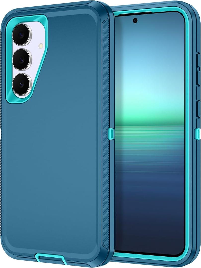 I-HONVA for Samsung Galaxy S25 FE Case Shockproof Dust/Drop Proof 3-Layer Full Body Protection [Without Screen Protector] Rugged Heavy Duty Cover Case for Galaxy S25 FE 6.7",Turquoise