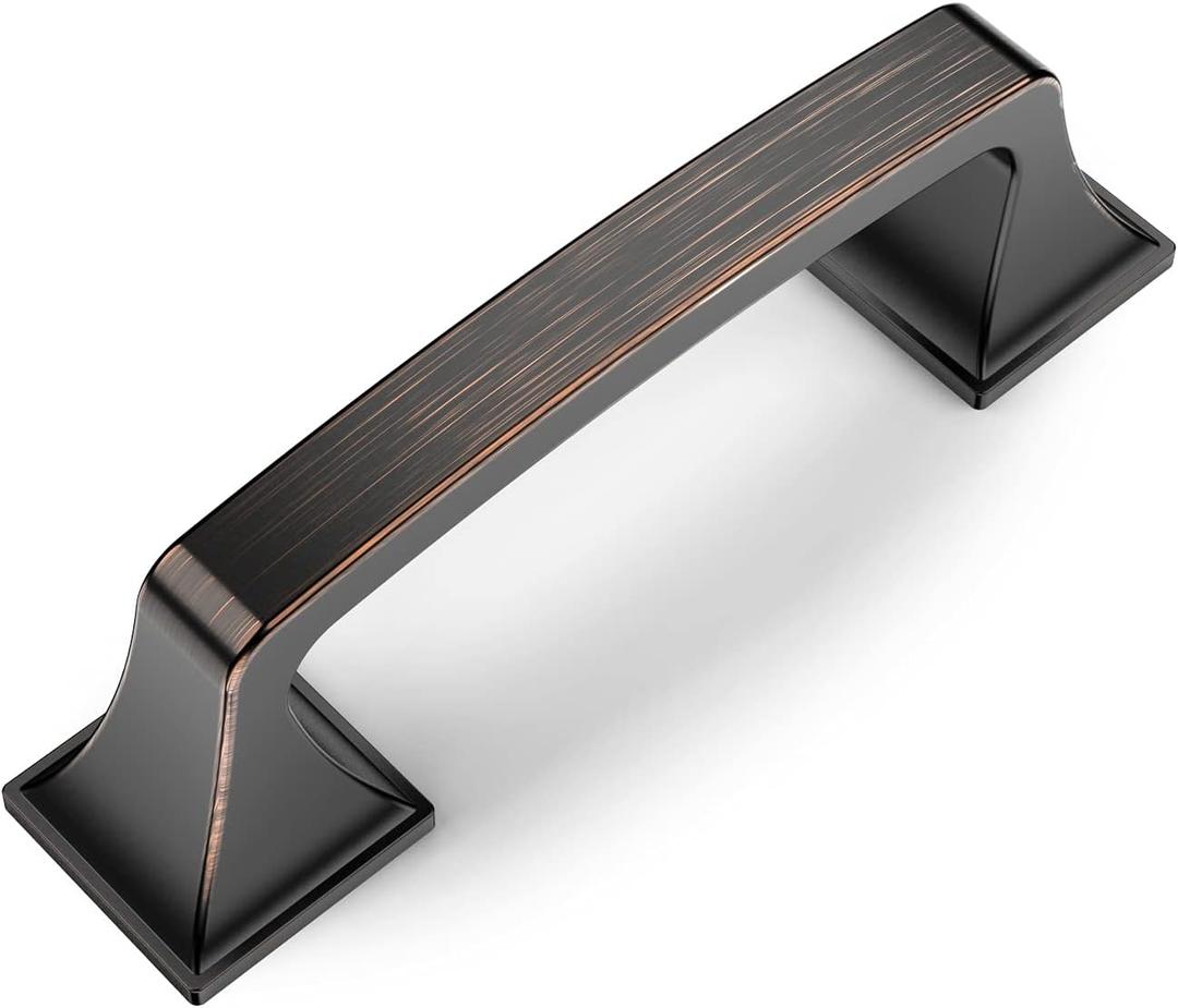Amerdeco 10 Pack Oil Rubbed Bronze 3 Inch(76mm) Hole Centers Kitchen Cabinet Pulls Hardware Kitchen Handles for Cabinets Cupboard Handles Drawer Pulls