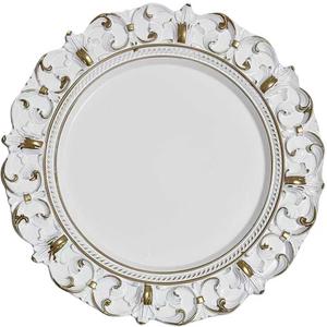 6 Pack White Charger Plates 13" Round Charger Plates for Dinning Plates with Embossed Rim Plastic Charger for Dinner, Wedding, Elegant Tableware Decor