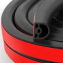 [New Upgrade] 19.7Ft Silicone Door Weather Stripping Door Seal Strip for Doors & Windows, Multi-Layer Soundproof Chamber Design, Self-Adhesive, Seal Large Gaps, Easy to Cut & Install (Black)