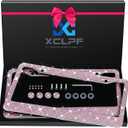 Bling License Plate Frame for Women Sparkly License Plate Frames Stainless Steel Frames & Over 1200 pcs Finest 14 Facets Glass Diamond Rhinestone Crystals w/Free Premium Diamond(Pink)