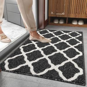 SHACOS Door Mats Indoor 24"x36" Washable Front Door Mat Non Slip Entryway Rug Dirt Trapper Doormat Entrance Entry Rug Floor Mat for Home Garage Kitchen Laundry, Black