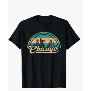 Chicago Flag Skyline Vintage USA Chicago Flag Illinois USA T-Shirt Small