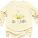 DUTUT Toddler Boy Girls Easter Shirt Eggs-Cavator Raglan 3/4 Sleeve Shirt Easter Bunny Shirts Spring Easter Tee Easter Gift (Apricot) 100