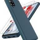 LeYi for Galaxy A42 5G Case, Samsung A42 5G Phone Case with 2 Pack Tempered Glass Screen Protector for Women Men, Liquid Silicone Slim Silky-Soft Protective Case Cover for Samsung Galaxy A42 5G, Blue