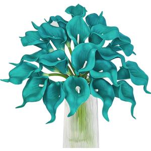 Letjolt Teal Calla Lily 20Pcs Artificial Flowers Bouquet for Wedding Bride Shower Blessing Gift Home Decoration Faux Calla Lilies Flower, 20 Pieces Letjolt Teal Calla Lily 20Pcs Artificial Flowers Bouquet for Wedding Bride Shower Blessing Gift Home Decoration Faux Calla Lilies Flower, 20 Pieces