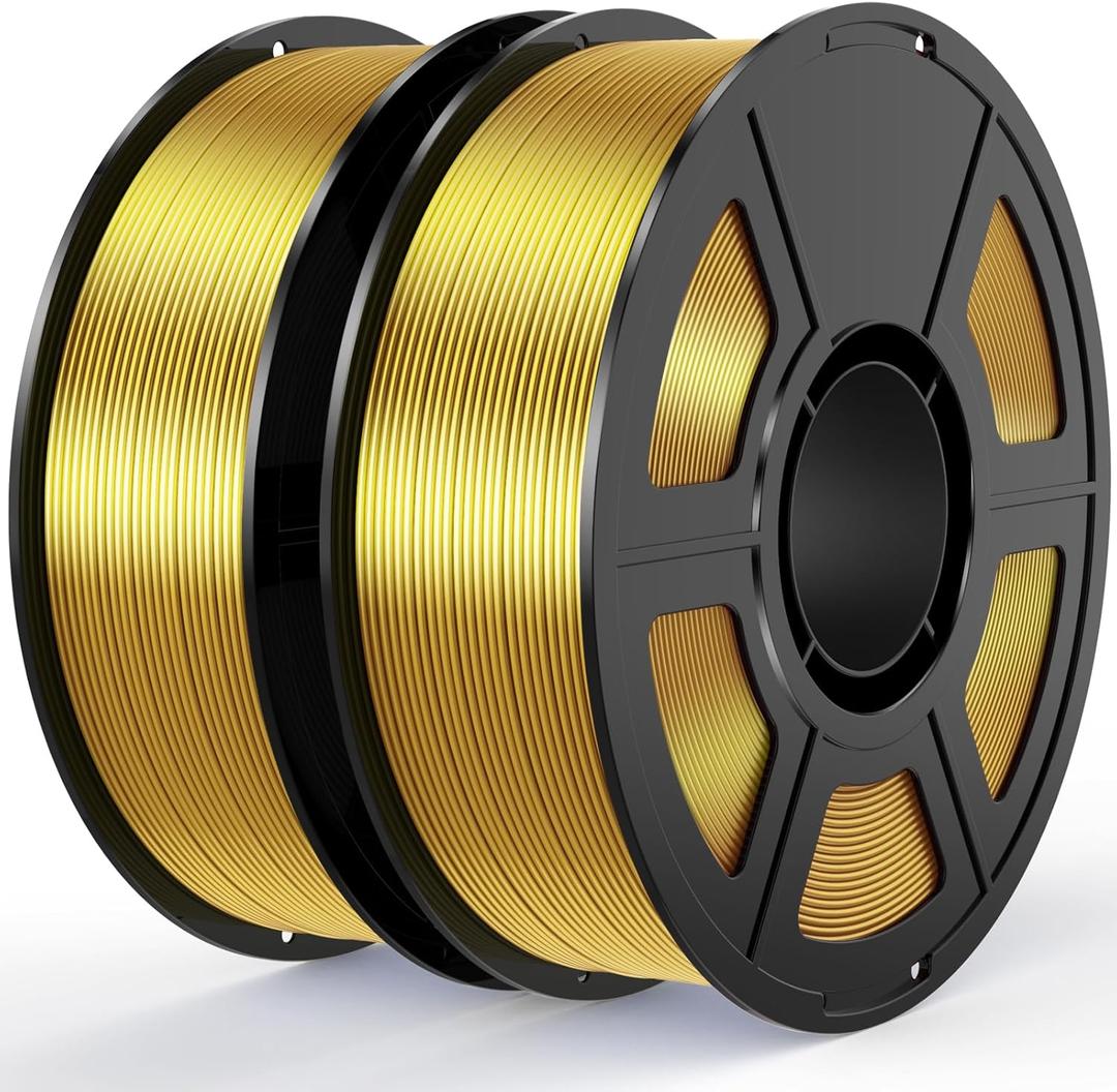Gold Silk PLA Filament Bundle 1.75mm 3D Printer Filament, 2kg Spool (4.4lbs), Dimensional Accuracy +/- 0.03 mm, Fit Most FDM 3D Printer (Silk Gold 2-Pack)