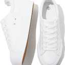 SERNIAL Womens White Platform Sneakers PU Leather Platform Shoes Walking Shoes for Women(White, US6.5)