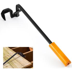 Teenyyou Deck Board Straightening Tool Heavy Duty Carbon Steel Deck Tool for Straightening Bending Boards and Joists, Cushioned Handle for Kneeling to Maintain Pressure(1.77 Inch Wide Hook,Yellow)