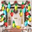 NOVWANG Christmas Light Balloons, 24Pieces 18 Inch Xmas Light Bulb Foil Balloons, Multicolor Christmas Party Decorations with 68 feet Balloon Rope