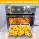 YQL Stainless Steel Air Fryer Basket and Tray Set, Compatible with Cuisinart TOA-60 TOA-65 TOA-70, Mesh Wire Rack & Baking Pan Replacement for Convection Toaster Oven, Dishwasher Safe