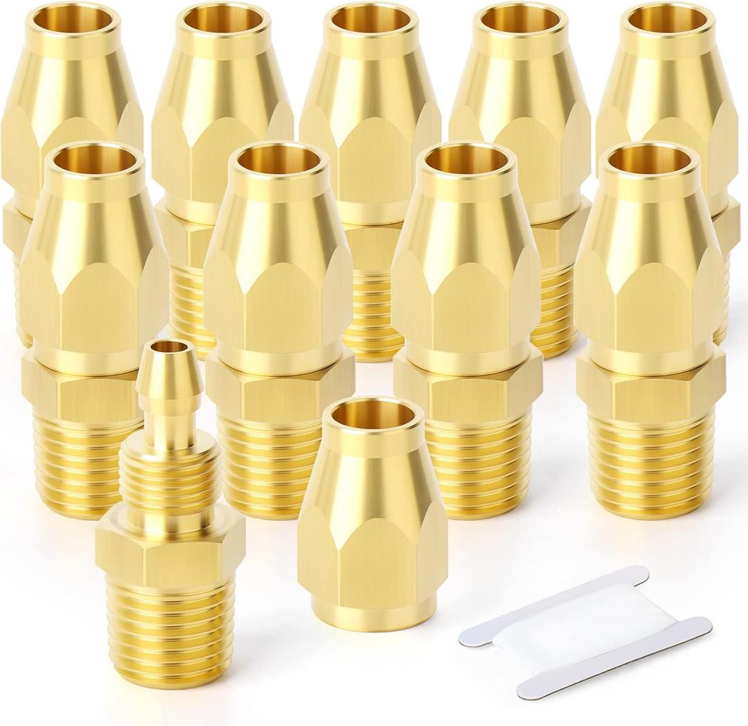 GASHER 5PCS Brass Pneumatic Replacement Fitting, Reusable Hose End Repair Fitting 1/4" BarbSuitable for 1/4" ID5/16" OD air hose) x 1/4" NPT Rigid GASHER 5PCS Brass Pneumatic Replacement Fitting, Reusable Hose End Repair Fitting 1/4" BarbSuitable for 1/4" ID5/16" OD air hose) x 1/4" NPT Rigid