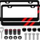 2PCS Matte License Plate Frames for Dodge Charger Accessories Challenger Durango Universal Solid Rust-Proof Aluminum License Plate Cover Holder for Front and Rear Car Tags (Red)