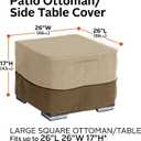 Classic Accessories Veranda Water-Resistant 26 Inch Square Patio Ottoman/Side Table Cover, Outdoor Table Cover