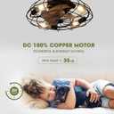 LUDOMIDE Caged Ceiling Fan Light with Remote, 21" Small Flush Ceiling Light with 3 Enclosed Blades and 6 Wind Speeds for Bedroom, Living Room