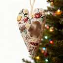 2 x Handcrafted Christmas Heart Ornament, Fabric Holiday Decor, Rustic Reindeer and Santa Pattern, Hanging Tree Decoration (Two)