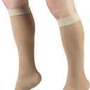 Truform Sheer Compression Stockings, 15-20 mmHg, Women's Knee High Length, Open Toe, 20 Denier, Nude, Large