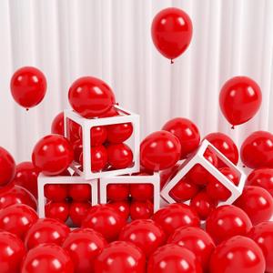 FOTIOMRG 120pcs 5 inch Red Balloons, Small Latex Party Balloons Helium Quality for Birthday Graduation Baby Shower Valentines Christmas Wedding Party Decorations (with Red Ribbon)