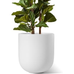 LE TAUCI 12 Inch Pots for Plants, Ceramic Large Planters for Indoor Plants, Indoor Plant Pots for Home Garden Patio Office, Planter Pots with Drainage Hole and Rubber Plug, White