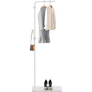 White Coat Rack Freestanding with Natural Marble Base, Metal Coat Racks Entryway Jackets Bags Hanger Stand with 3 Hooks, Home Hotel Hall Tree for Coats, Hats, Scarves, Clothes