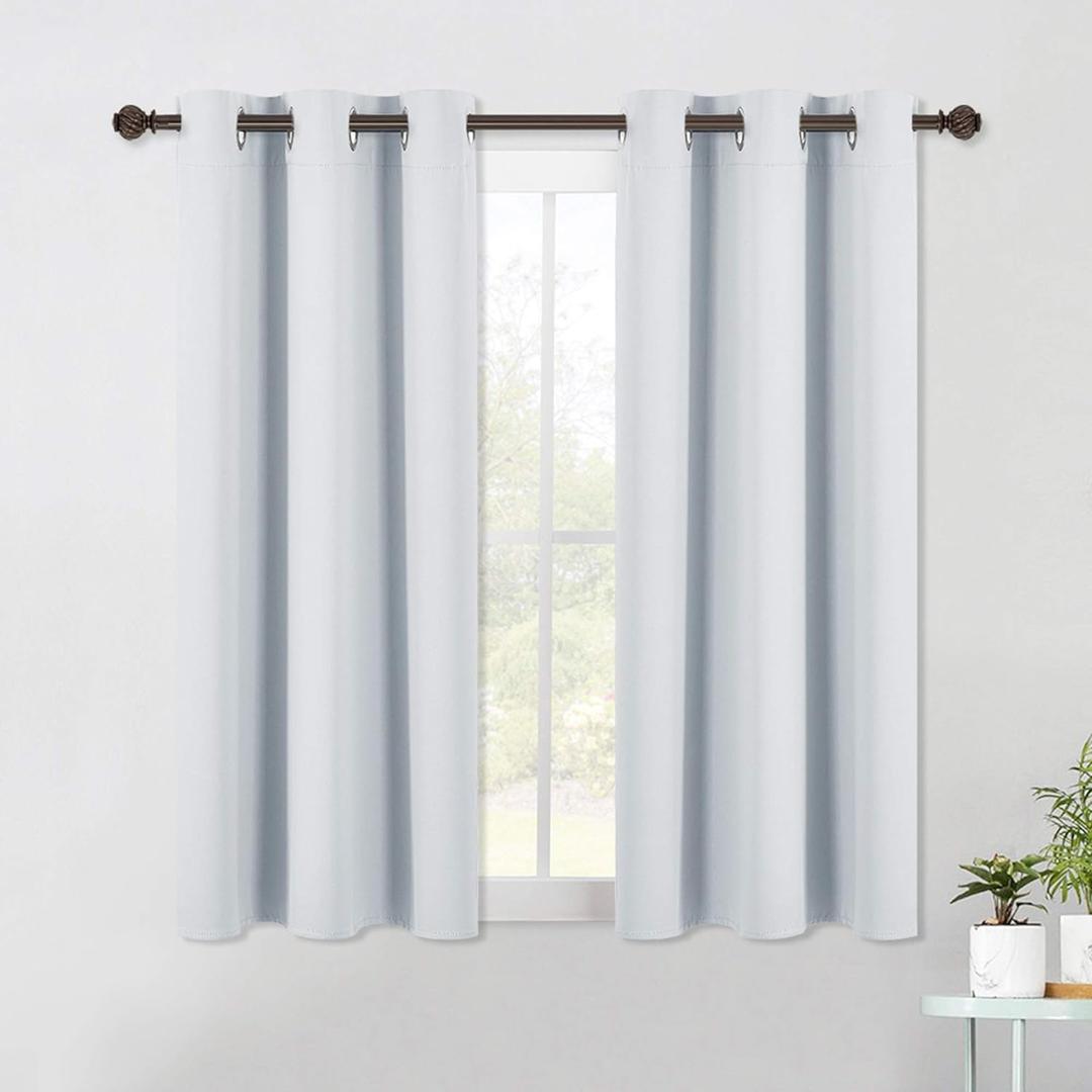 NICETOWN Room Darkening Curtain Panels for Bedroom -Easy-Care Solid Thermal Insulated Grommet Room Darkening Draperies/Drapes (2 Panels, 42 by 54, Platinum-Greyish White)