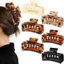 6 PCS 4.1 Inch Large Claw Clips for Women Girls, Big Tortoise Shell Rectangle Hair Clips for Thick/Long/Curly Hair, Strong Hold Square Claw Clip Non Slip Banana Jaw Clips Hair Accessories