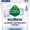 Seventh Generation Laundry Detergent Packs, Free & Clear, Made for Sensitive Skin, 45 Count,2Pack