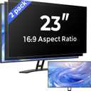 [2 Pack] 23 Inch Computer Privacy Screen Filter for Monitor 16:9 Aspect Ratio, Eye Protection Anti Blue Light Privacy Shield and Anti-Glare Protector, 23inch Removable Anti-Scratch 23in Protector Film