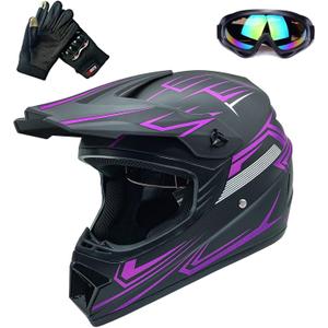 Kids Dirt Bike Helmet ATV Off-Road 4 Wheel Off-Road Vehicle Helmets with Glove，DOT, Large