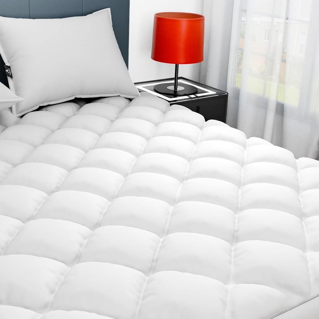 Sunflower Queen Mattress Pad, Hypoallergenic Cotton Mattress Cover, 18-22" Extra Deep Pocket Quilted Protector, Breathable & Noiseless
