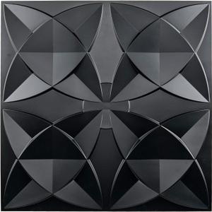 Art3d Floral Decorative PVC Ceiling Tiles, 24 x 24 in, 12-Pack, Black