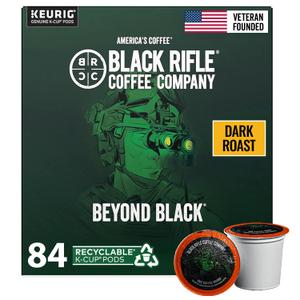 Black Rifle Coffee Company Dark Roast Coffee Pods 100% Arabica, Bold, Smoky Single-Serve K-Cup Compatible Veteran-Founded Premium Coffee Beyond Black 84 Count, Exp date: 04/09/28