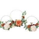 Ling's moment Candle Holder Hoop Terracotta Wreath Floral Centerpieces for Sweetheart Table, Head Table, Ceremony Reception Artificial Flowers Decorations Assembled(Set of 3)