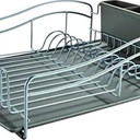Dish Rack, Large Capacity, Dish Drying Rack with Cutlery Holder, Removable Drip Tray, Cup Holder, Compact Kitchen Drainers for Countertop, Grey