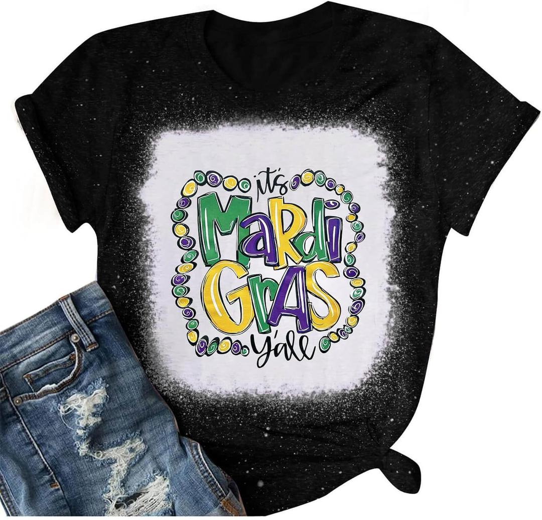 Womens Carnival T-Shirt Graphic Short Sleeves Tee Tops (Black, L)