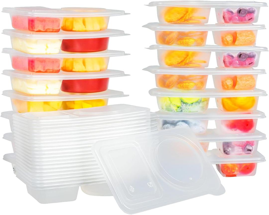 snack containersReusable Snack Containers with Lids 20Pcs,Dual compartment snack container,Snack box containers that are easy to carry for kids and adults,Suitable for dining out and camping
