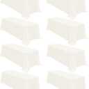fani 8 Packs 90 x 132 Inch Tablecloth, Ivory Polyester Tables-Cloth for 6ft Rectangle Tables, Stain and Wrinkle Resistant Washable Fabric Table Cover for Wedding Banquets Parties Buffet Dining Table
