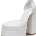 DREAM PAIRS Women’s High Chunky Platform Closed Toe Block Heels Square Toe Ankle Strap Dress Wedding Party Pumps Shoes Aurelia, Size 10, White, SDPU2319W
