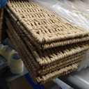 Foldable Storage Baskets with Handles Paper Rope Storage Baskets Rectangle Collapsible Hand Woven Storage Cubes Bins for Organizing Shelves Living Room Bedroom Pantry (4, 11'' x 11'' x 11'')