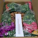 Hananona 2 Set Artificial Outdoor Flowers with Hanging Basket, 2 Hanging Planters with 24 Pcs Flowers for Spring Summer Front Porch Garden Patio Home Decor (2, Red, Purple, Yellow, Rose Red)