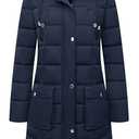 MOERDENG Women's Waterproof Long Winter Coat Thickened Down Alternative Jacket Warm Puffer Jacket Parka XL