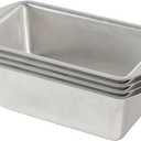 Nordic Ware Natural Aluminum Commercial Mini Loaf Pans, Four 2-Cup Pans