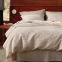 Bedsure Cotton Duvet Cover Full - 100% Cotton Waffle Weave Beige Duvet Cover Set, PureWoven Breathable Bedding Set for All Season, 3 Pieces, 80"x90"
