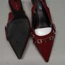 Mostrin Kitten Heels for Women Pointed Toe Pumps Patent Leather Low Heel Slingback Heels with Buckle Dress Shoes for Dating Party Working, Size 6.5